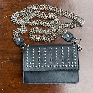 Black studded chain- strap crossbody